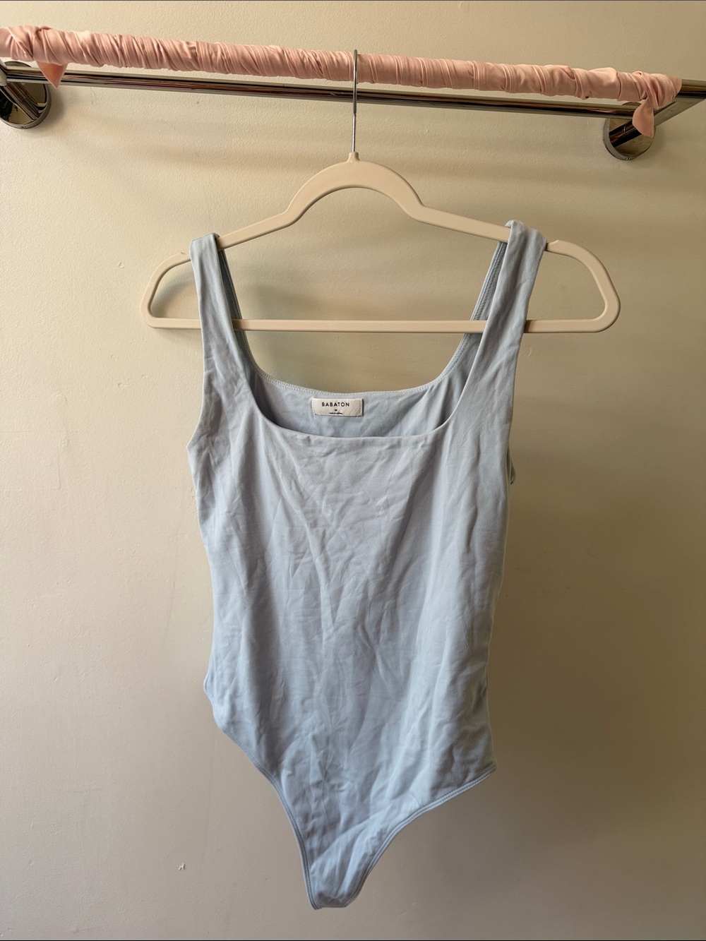 Babaton Pale Blue Scoop Neck Bodysuit